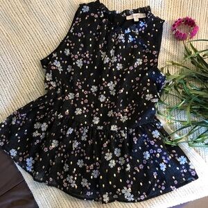 Loft Floral Sleeveless Peplum Top Size M